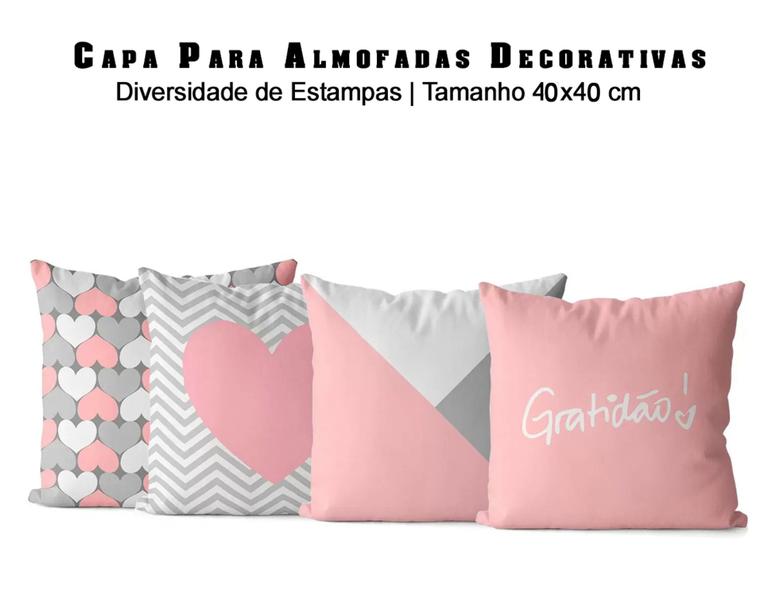 Imagem de Kit 4 Capas para Almofada Natal Merry Christmas Papai Noel Decoração Natalina Rena