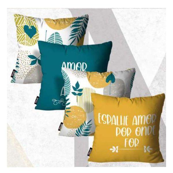 Imagem de Kit 4 capas para Almofadas Decorativas Espalhe amor