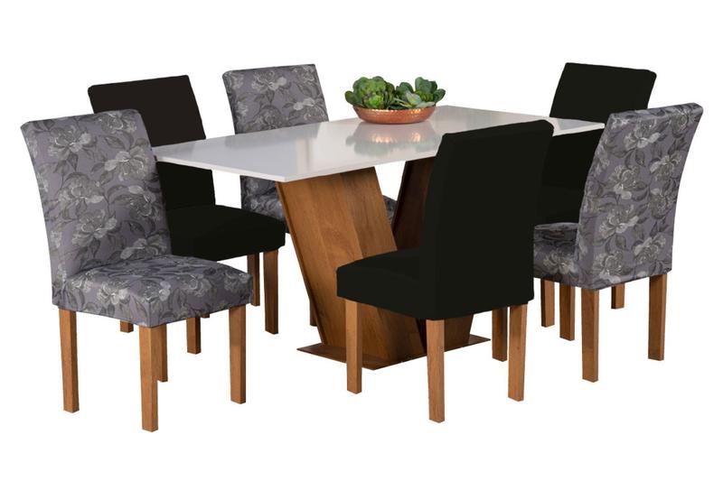 Imagem de Kit 4 Capas Para Cadeira De Jantar Mista Esmpada E Lisa