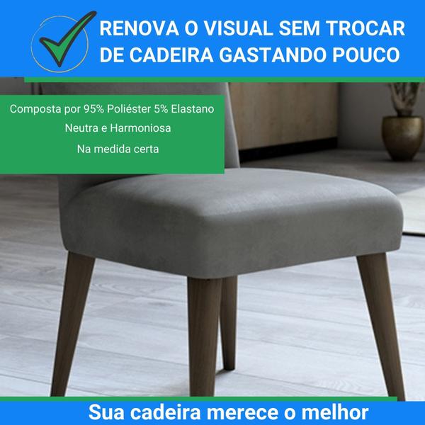 Imagem de KIT 4 Capas Veludo Cadeira Protege Disfarça Imperfeições Decora Sala de Jantar Cozinha Decorativa