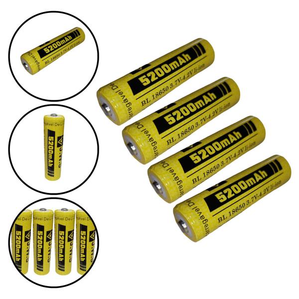 Imagem de Kit 4 Cargas Recarregáveis 5200mAh 3.7V P/ Lanternas