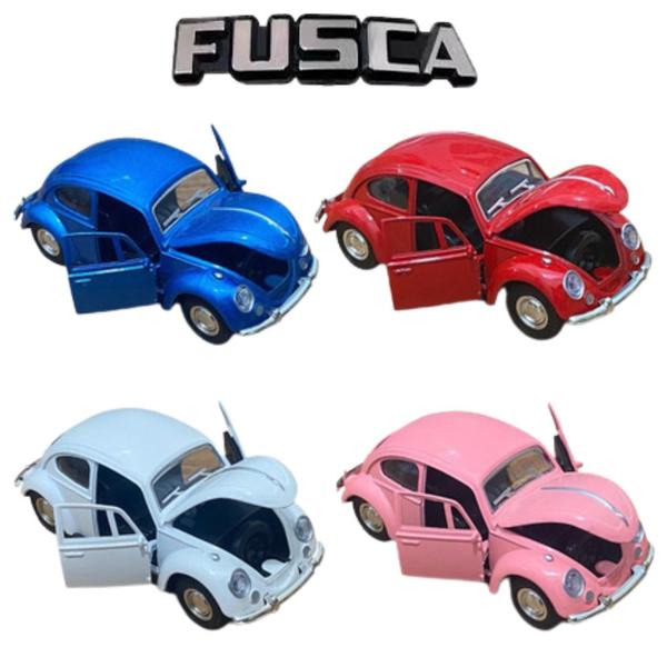 Imagem de Kit 4 Carrinhos De Metal Carros Miniatura fusca Clássico