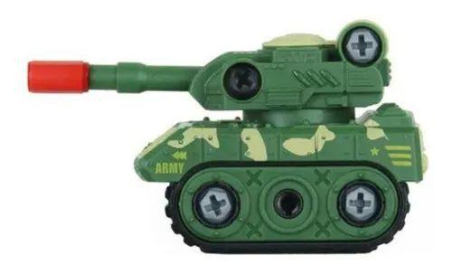 Imagem de Kit 4 Carrinhos Militar Helicóptero Tanque Monta Desmonta.