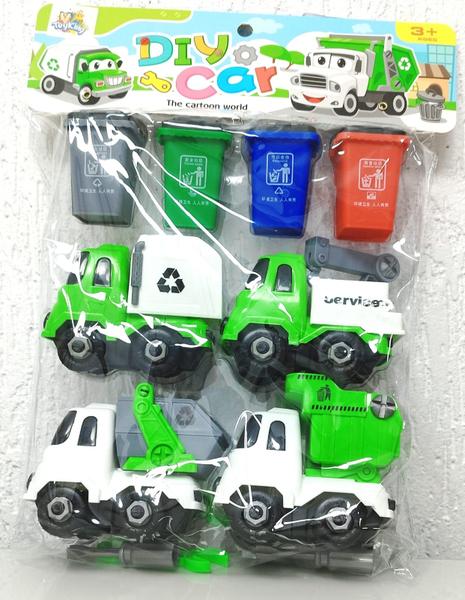 Imagem de Kit 4 Carrinhos Reciclagem Monta E Desmonta Com 4 Lixeiras