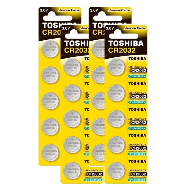 Imagem de Kit 4 Cartelas Pilha Bateria Toshiba CR2032 3V Lithium 20 Un