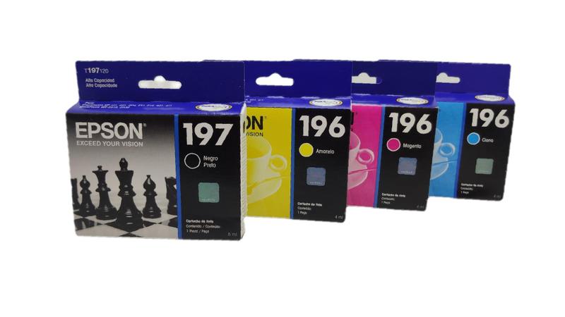 KIT 4 CARTUCHOS EPSON 196 197 Xp-204 Xp-214 Xp-401 Xp-411 Imagem de KIT 4 CARTUCHOS EPSON 196 197 Xp-204 Xp-214 Xp-401 Xp-411