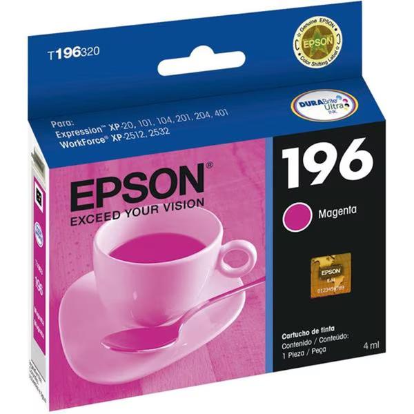 Imagem de  Kit 4 Cartuchos Epson 196 P/ Xp401 Xp411 Wf-2512 Original