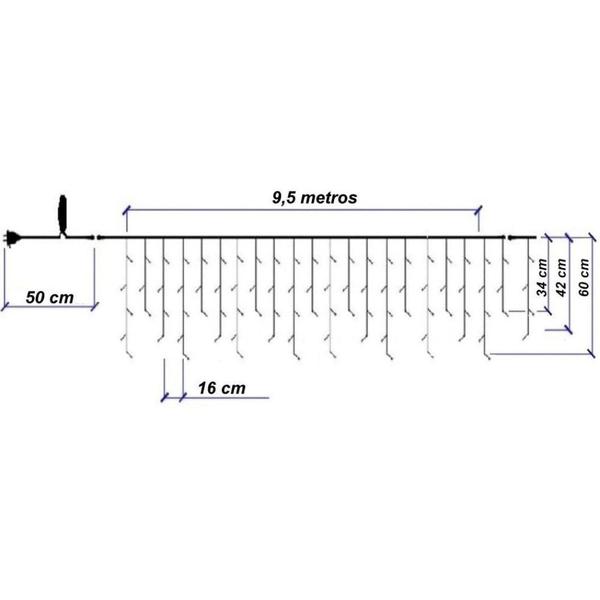 Imagem de Kit 4 Cascatas 400 Leds 10 Metros Luz Branca Fixa - 110V