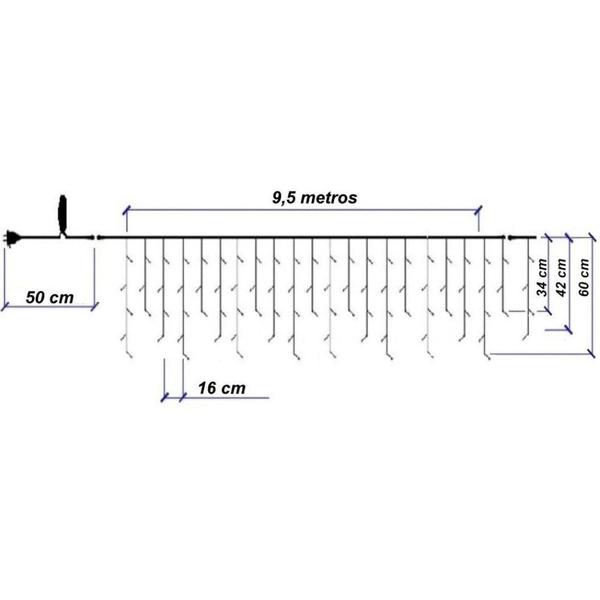 Kit 4 Cascatas 400 Leds 10 Metros Luz Branca Fixa - 220V - Brilliant Imagem de Kit 4 Cascatas 400 Leds 10 Metros Luz Branca Fixa - 220V