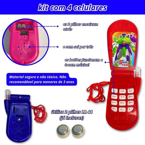 Imagem de Kit 4 Celular De Brinquedo Com Som E Luz Telefone Infantil