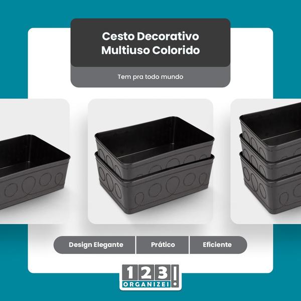 Imagem de Kit 4 Cesto Multiuso Decorativo Preto 19x13,5x6,5Cm