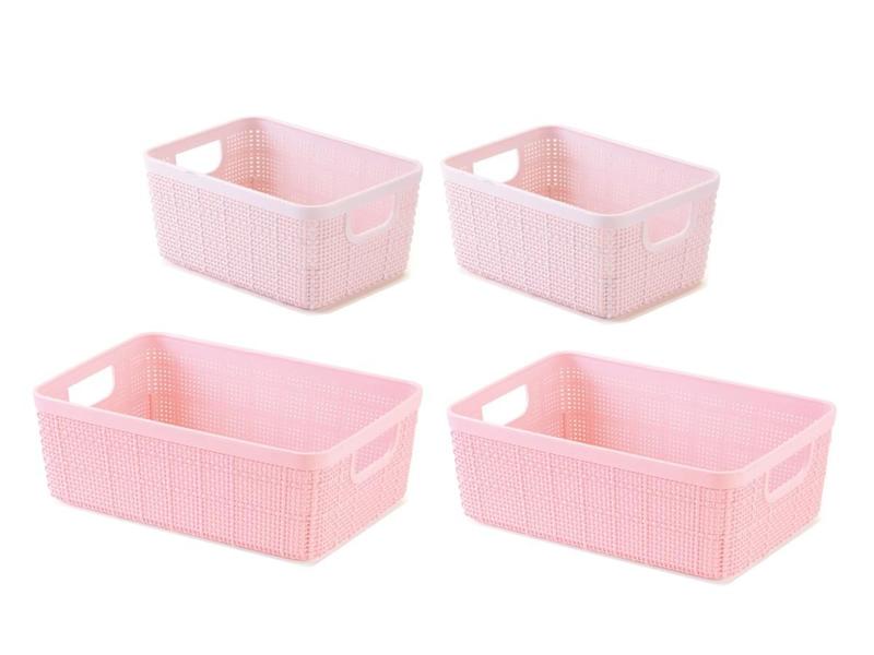 Kit 4 Cesto Organizador Multiuso Rattan Armário Gaveta P-M - Plasnorthon Imagem de Kit 4 Cesto Organizador Multiuso Rattan Armário Gaveta P-M