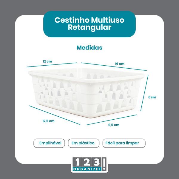 Imagem de Kit 4 Cestos Multiuso Organizador Pequeno 16x12x6Cm Vermelho