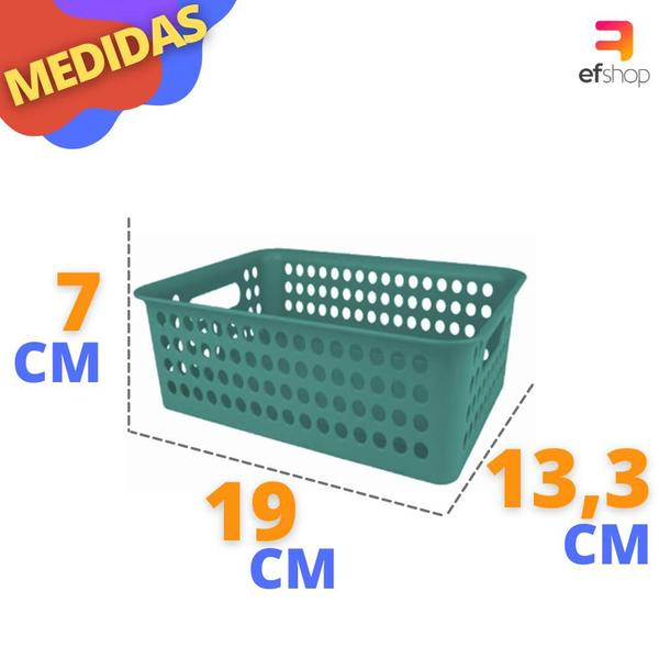 Imagem de Kit 4 Cestos Organizador Gaveta Armário Trama Rattan P 19x7