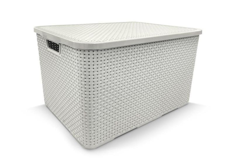 Imagem de Kit 4 Cestos Organizador Rattan 40 Litros Branco Arqplast