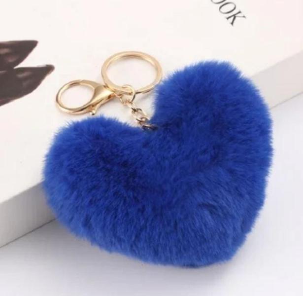 Imagem de Kit 4 chaveiros coração pompom macio  11cm fashion