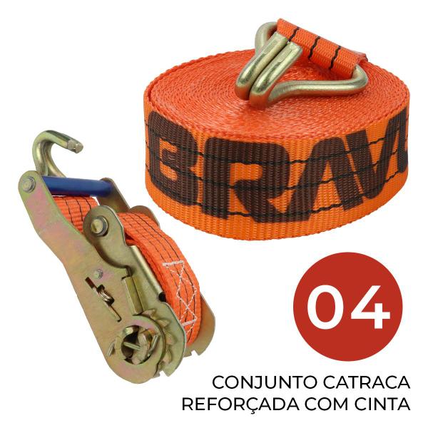 Kit 4 Cinta Com Catraca Nacional Amarração Carga 3Ton 9 Mts - BRAVUS Imagem de Kit 4 Cinta Com Catraca Nacional Amarração Carga 3Ton 9 Mts