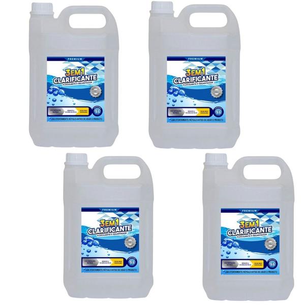 Kit 4 Clareador Para Água Piscina 3x1 Cristalina o Ano Todo 5L - VO DOCIA Imagem de Kit 4 Clareador Para Água Piscina 3x1 Cristalina o Ano Todo 5L