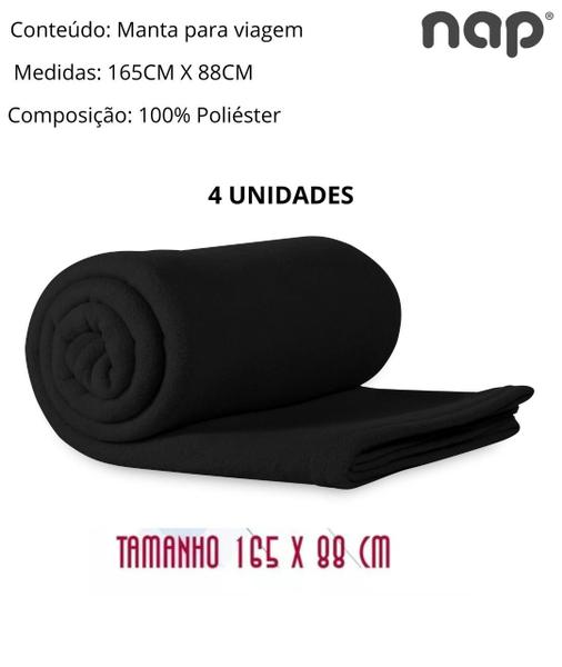 Imagem de Kit 4 Cobertas Manta Solteiro Microfibra Anti-alérgica Nap