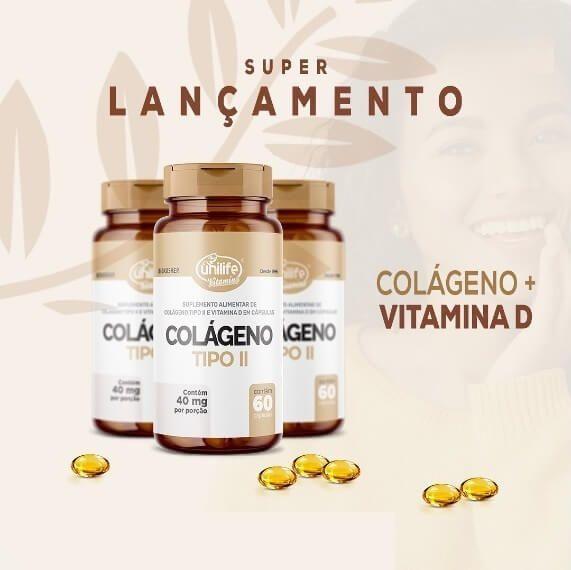 Imagem de KIT 4 COLÁGENO TIPO 2 + VITAMINA D 60 Cápsulas UNILIFE