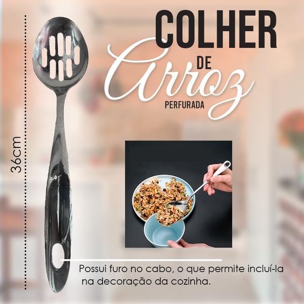 Imagem de Kit 4 Colher De Arroz Perfurada P/ Salada Arroz Carne Inox 