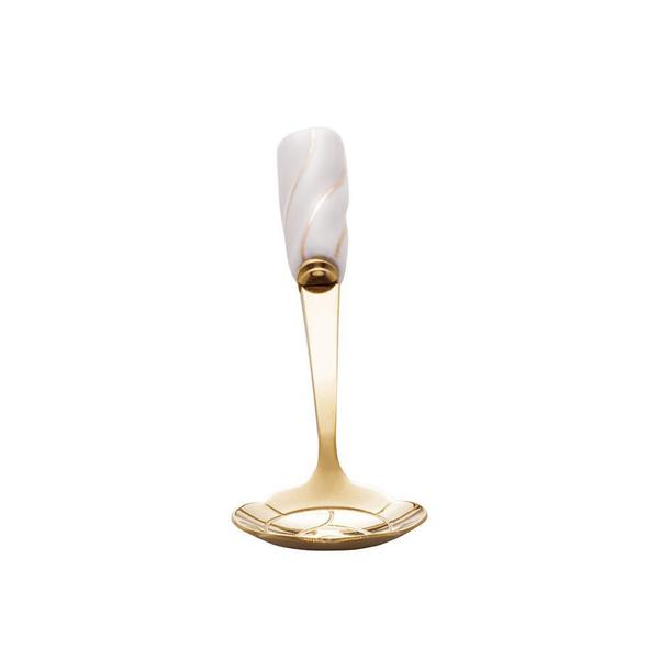 Kit 4 Colheres Chá Em Inox E Cerâmica Flores Dourado Branco - Rojemac Imagem de Kit 4 Colheres Chá Em Inox E Cerâmica Flores Dourado Branco