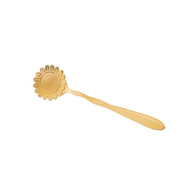 Imagem de Kit 4 colheres de chá aço inox dourado flores 12cm bon gourmet