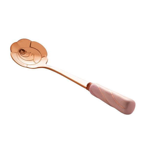 Kit 4 Colheres Para Chá Em Inox Cerâmica Flores Rosa E Rosê - Rojemac Imagem de Kit 4 Colheres Para Chá Em Inox Cerâmica Flores Rosa E Rosê