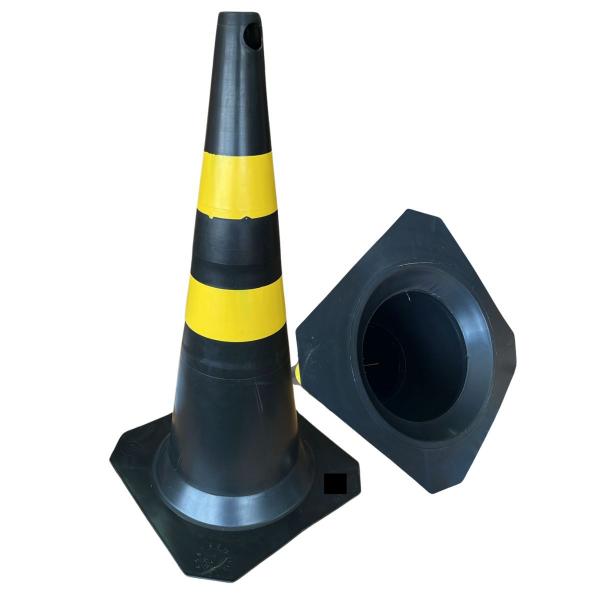 Imagem de Kit 4 Cone de Sinalização 75cm para Trânsito Estacionamento EPI Segurança Preto e Amarelo