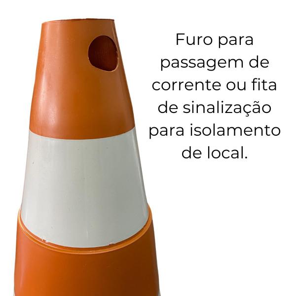 Imagem de Kit 4 Cone de Sinalização para Trânsito Estacionamento EPI Segurança Laranja e Branco