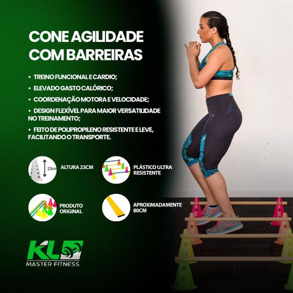 kit 4 Cones Com Barreiras Funcional Circuito Agilidade - KL Master Fitness Imagem de kit 4 Cones Com Barreiras Funcional Circuito Agilidade