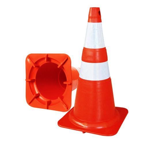 Imagem de Kit 4 cones  flexivel plastcor 75cm refletivo pvc laranja