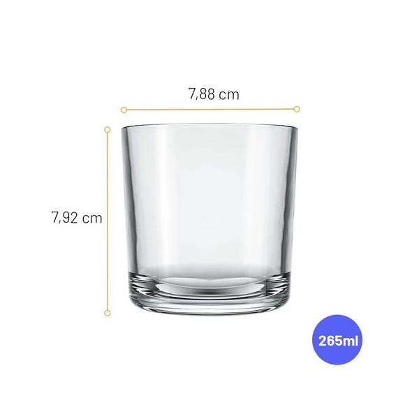 Imagem de Kit 4 Copos Bar 265ml Whisky Drinks e Bebidas Vidro Nadir