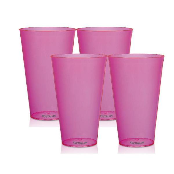 Imagem de Kit 4 Copos Big Drink Rosa 550 Ml Acrílico Poliestireno