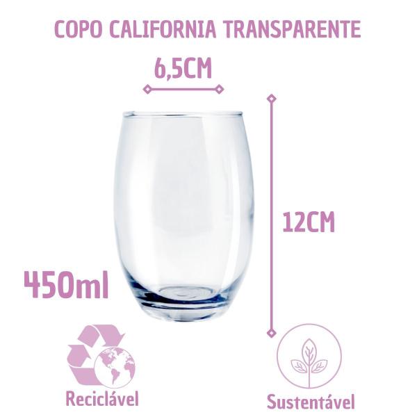 Imagem de Kit 4 Copos California Redondo Vidro Transparente Mesa 450ml