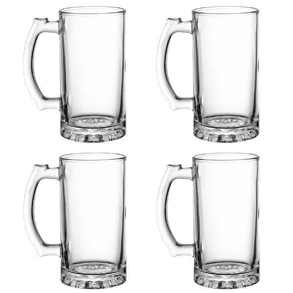 Imagem de Kit 4 Copos Caneca De Vidro Chopp Cerveja 480Ml Com Alça