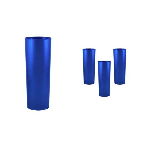 Imagem de Kit 4 Copos Long Drink Azul 330Ml Plástico Premium