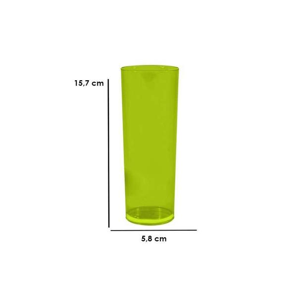 Imagem de Kit 4 Copos Long Drink Cristal Amarelo Neon 330Ml Plástico