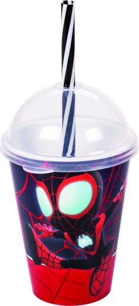 Imagem de Kit 4 Copos Shake Spidey 280ml Plasútil Canudo Marvel