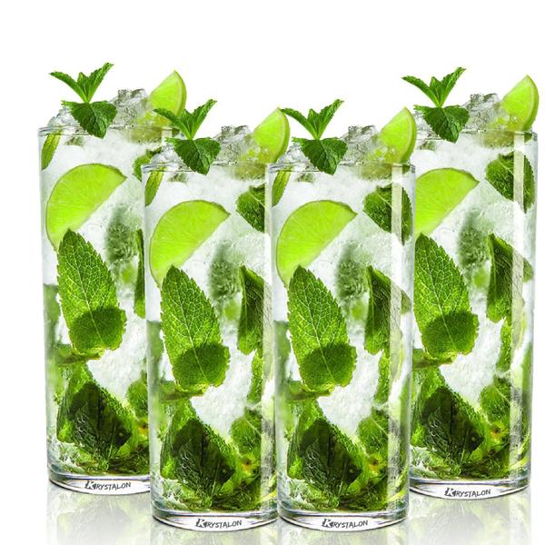 Kit 4 Copos Tubo Long Drink Acrílico Transparente 300ml - Krystalon Imagem de Kit 4 Copos Tubo Long Drink Acrílico Transparente 300ml