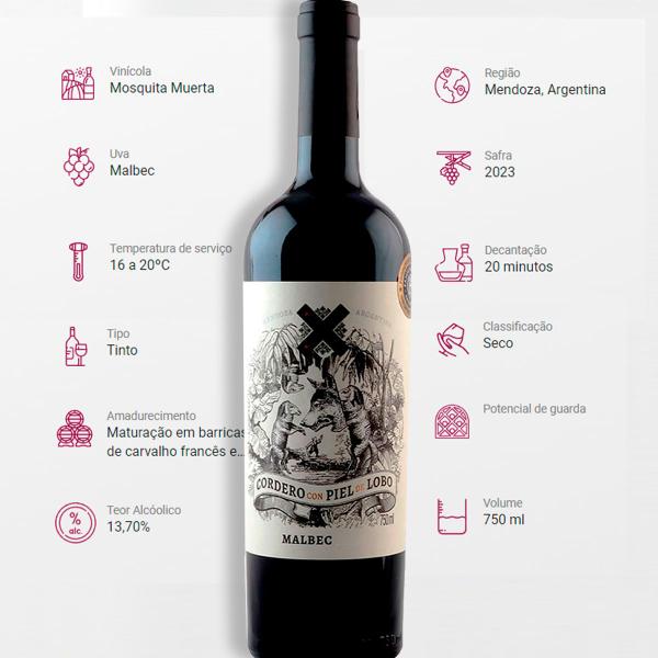 Imagem de Kit 4 Cordero Con Piel de Lobo Malbec