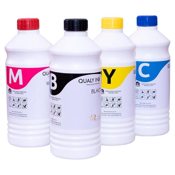 Imagem de Kit 4 Cores Tinta Qualy-Ink Corante Compatível para L355 L365 L375 L395 L495 L565 CMYK 4 Garrafas de 1L