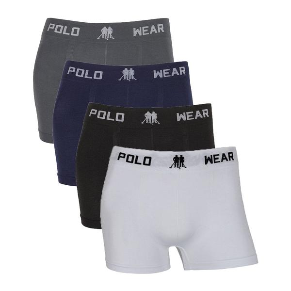 Kit 4 Cuecas Box Microfibra Lisa Sem Costura Polo Wear Kit 4 Cuecas Box Microfibra Lisa Sem Costura Polo Wear