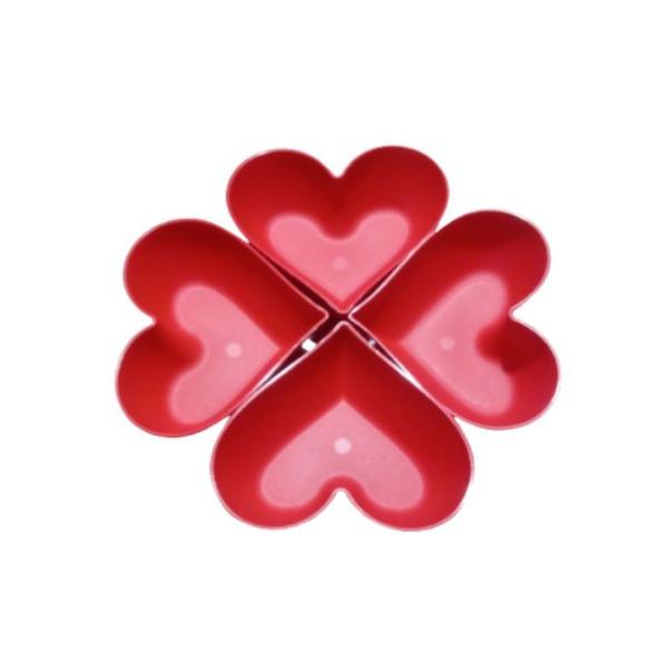 Imagem de Kit 4 Cumbucas Petisqueiras Coração Plástico Vermelha Festas