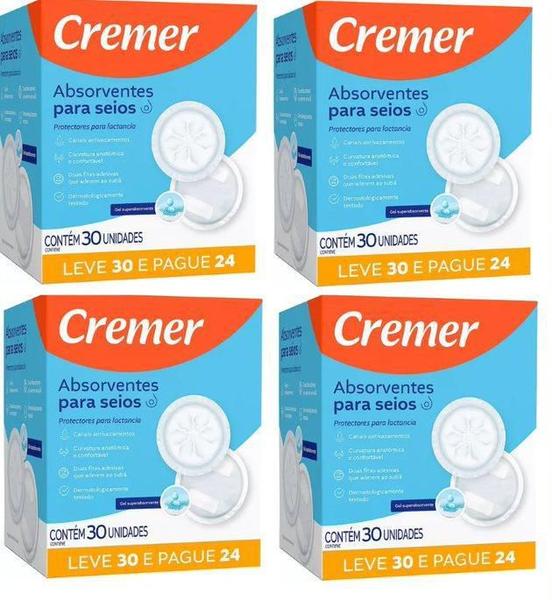 Kit 4 Cxs Absorvente P/Seios Cremer Super Confort C/30 Imagem de Kit 4 Cxs Absorvente P/Seios Cremer Super Confort C/30