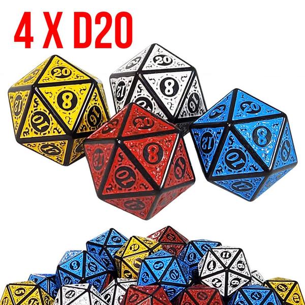 Imagem de Kit 4 Dados D20 Runas Alto Relevo - RPG