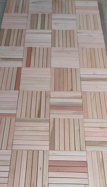 Imagem de Kit 4 Deck Madeira Pinus  50x50cm Ripado Para Garagem