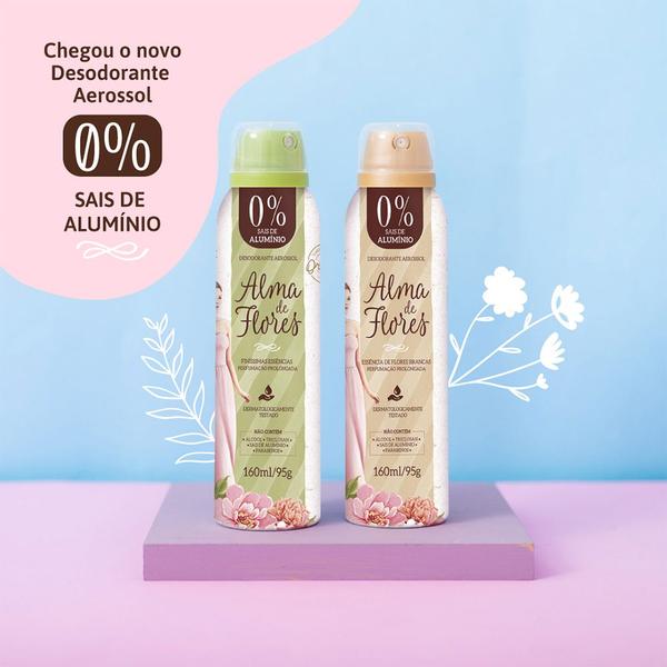 Imagem de Kit 4 Desodorante Alma de Flores Aerossol Feminino Mulher Fragrâncias Perfumação Prolongada 160ml