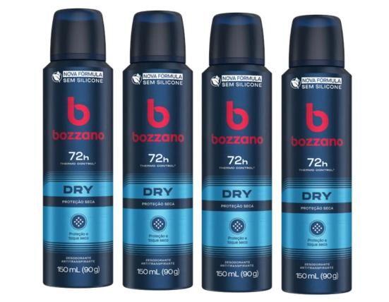 Imagem de Kit 4 Desodorantes Aerosol Bozzano Dry Proteção Seca 150ml