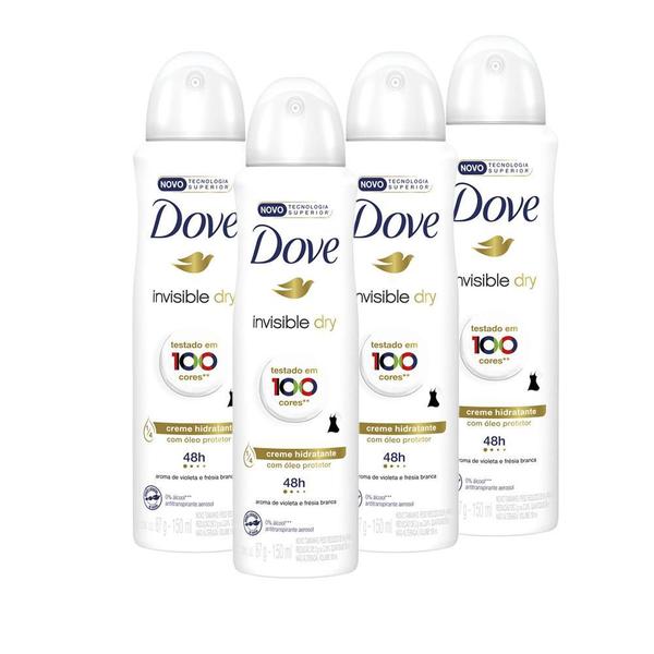 Imagem de Kit 4 Desodorantes Dove Antitranspirante Aerossol Invisible Dry 150ml